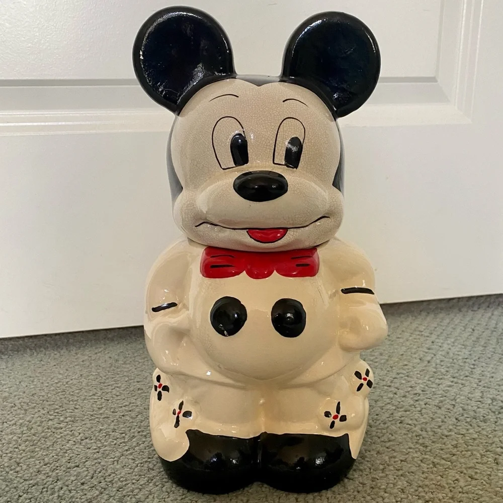 VINTAGE WALT DISNEY TURNABOUT 4in1 MICKEY & MINNIE CERAMIC COOKIE JAR! - Picture 3 of 8